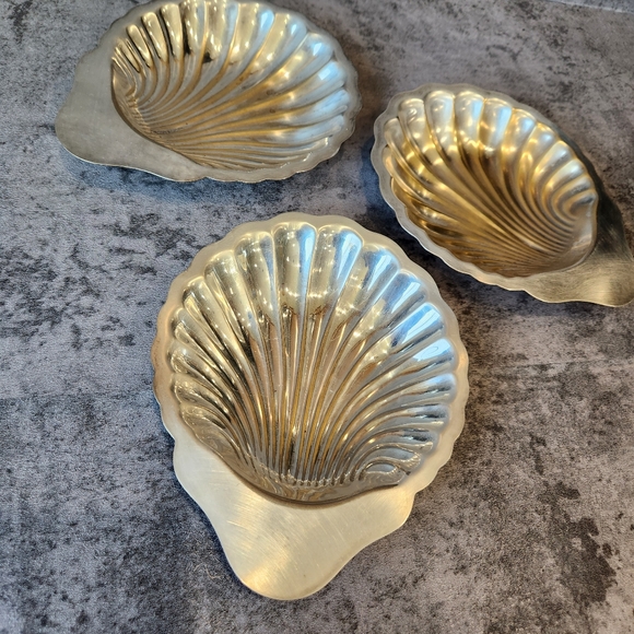 Vintage Grafton silver plate shell trinket dish set of three coastal mcm beach - Picture 2 of 13